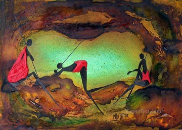 Cave Comfort Afriqueine Peinture à l'huile